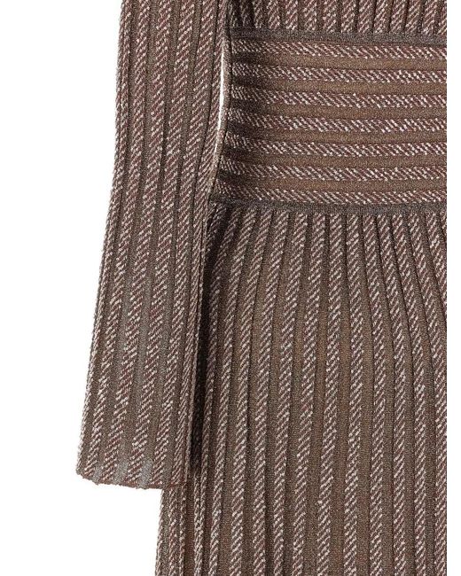 Missoni Brown Metallic-Knit Maxi Dress