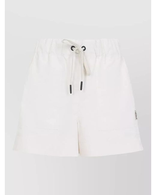 Moncler White Grenoble Shorts Side Pockets Detail