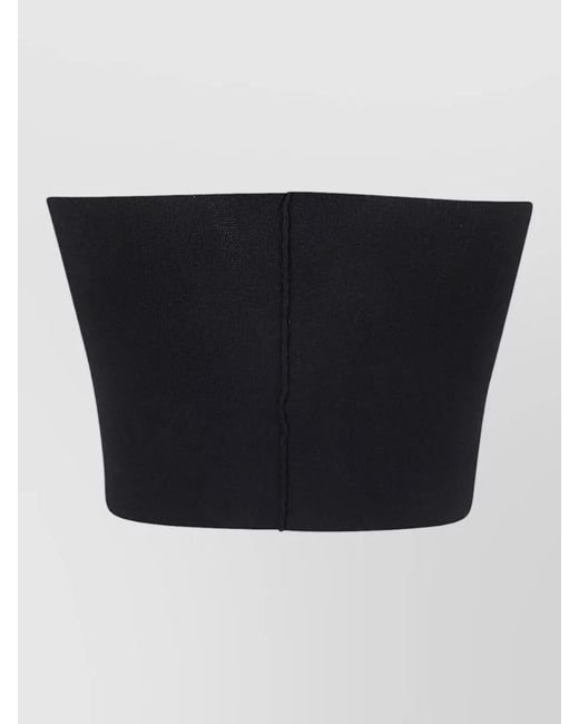 Liviana Conti Black Viscose Bandeau Top Cropped Strapless Ribbed