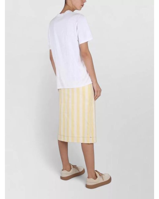 Sunnei Natural High Waisted Striped Wrap Midi Skirt Belt