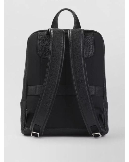 Brioni Black Zip Around Leather Backpack Top Handle for men