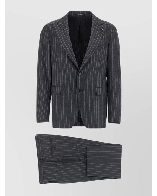 Tagliatore Blue Pinstriped Virgin Wool Single Breasted Suit for men