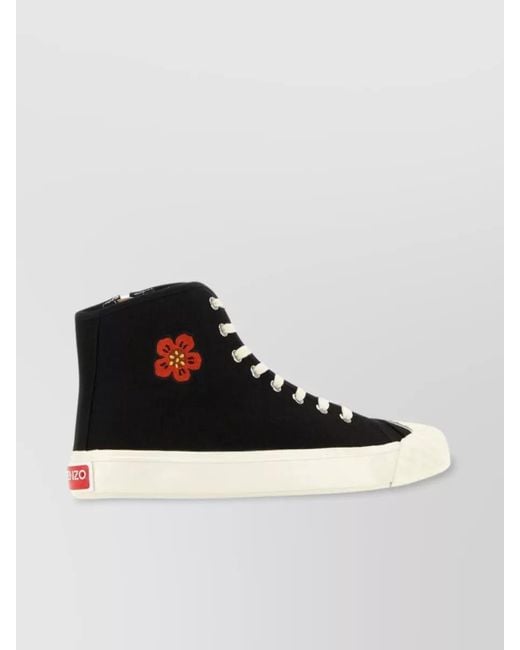 KENZO Black School Flower Patch Canvas High-Top Sneakers for men