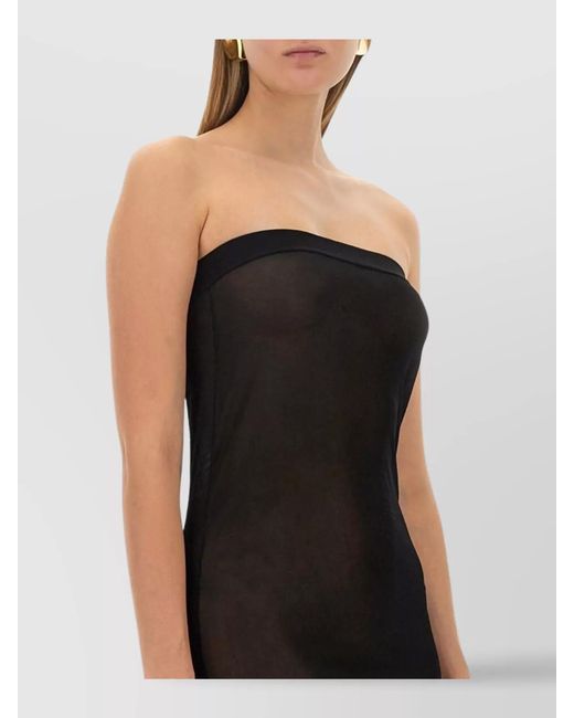 Saint Laurent Black Strapless Midi Dress