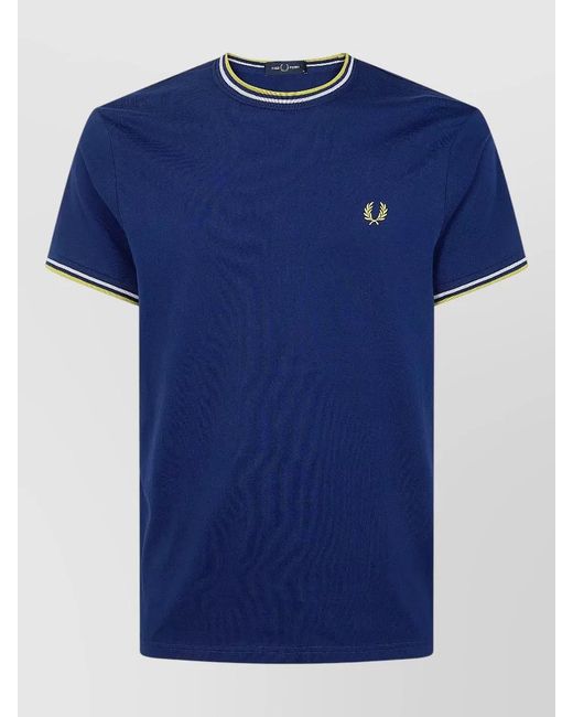 Fred Perry Blue Twin Tipped Crew Neck Logo T Shirt for men