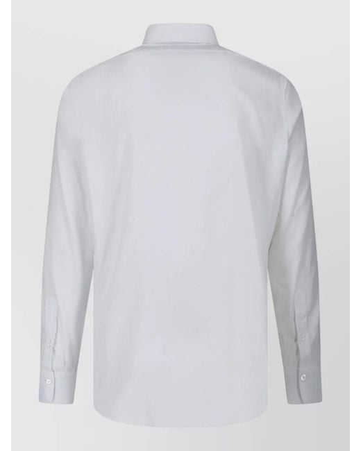 Finamore 1925 White Button Down Collar Long Sleeve Shirt for men