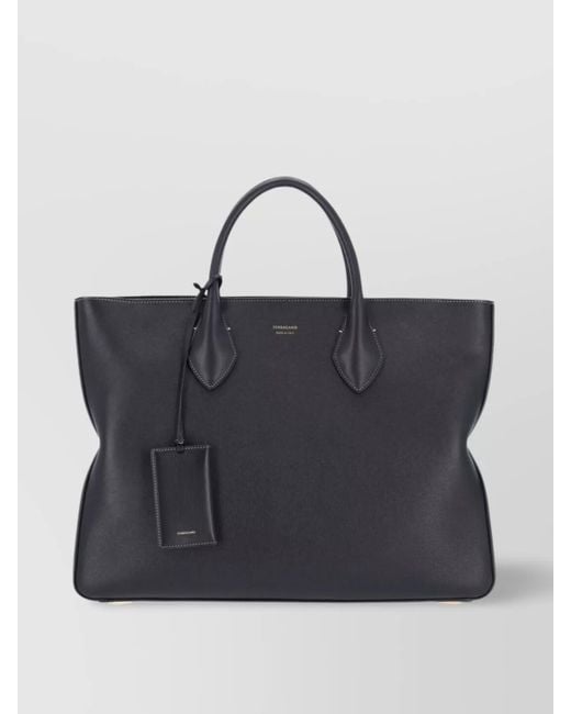 Ferragamo Black Tote Bag With Detachable Strap And Metal Feet for men