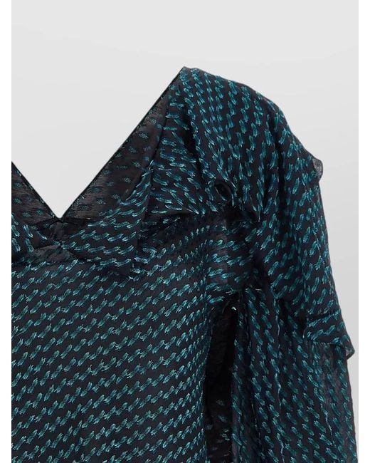Kiko Kostadinov Blue Plexus Blouse Draped Sleeves Patterned Design