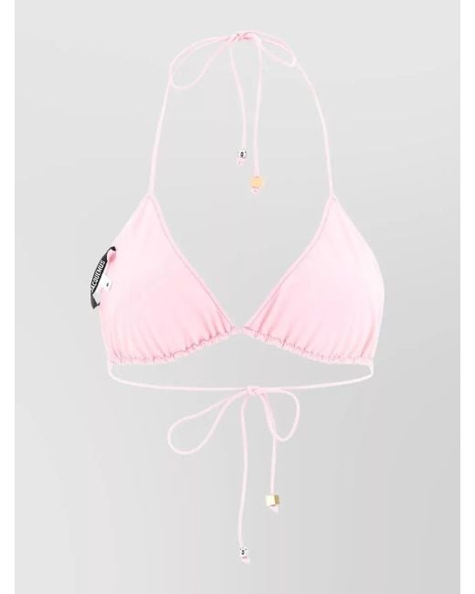 Jacquemus Pink Triangle Bikini Top Halter Neck Beaded