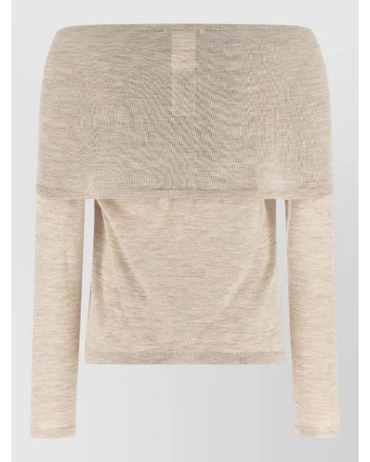 Max Mara Natural Cashmere Boat Neck Long-Sleeve Sweater