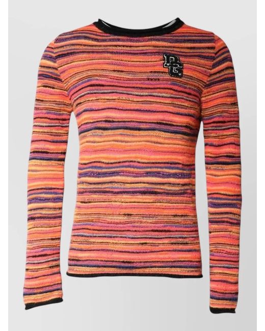 Dolce & Gabbana Red Wool Mohair Silk Striped Knit Pullover Sweater for men