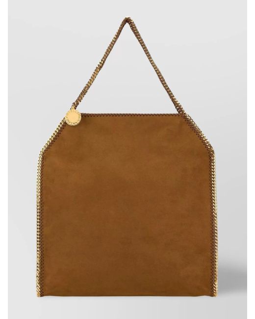 Stella McCartney Brown Camel Suede Chain Strap Shopping Bag