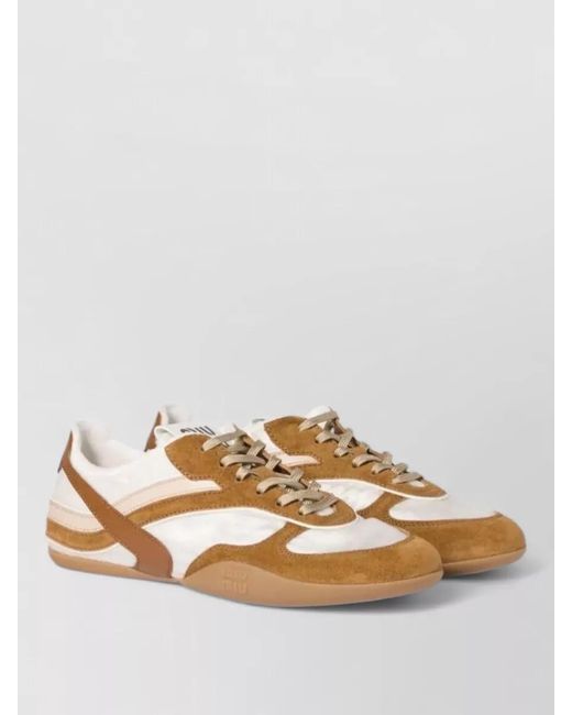 Miu Miu Multicolor Paneled Leather Low-Top Sneakers