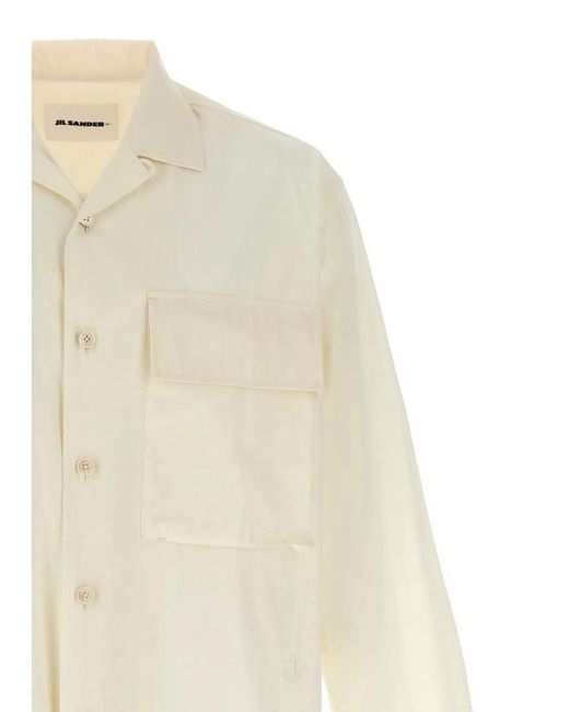 Jil Sander Natural Cotton Logo Embroidery Shirt for men