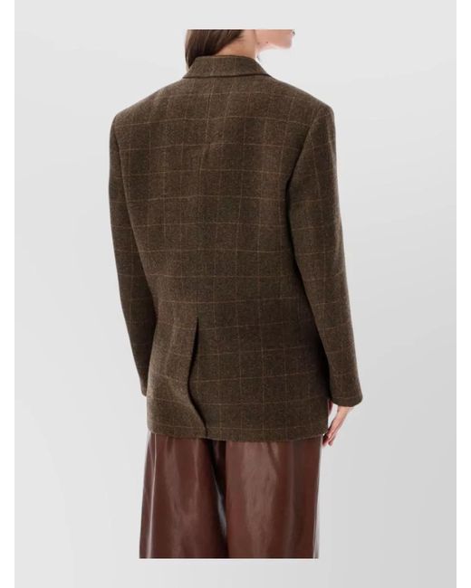 Rohe Brown Virgin Wool Oversized Checked Blazer
