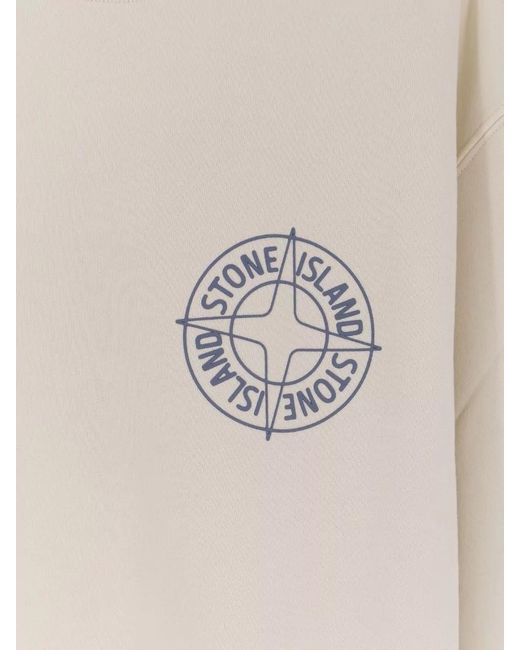 Stone Island Natural Cotton Crewneck Sweatshirt Long Sleeve Cuffs for men