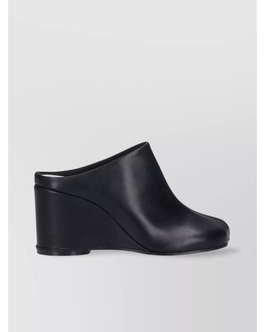 MM6 by Maison Margiela Blue Wedge Heel Closed Toe Seam Detail Mules
