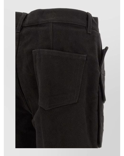 Rick Owens Black Cotton Flared Cargo Denim Shorts for men