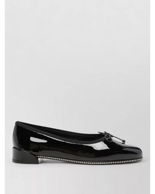 Christian Louboutin Black Patent Leather Crystal Embellished Ballet Flats