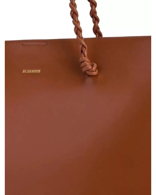 Jil Sander Brown Tangle Tote Bag Rectangular Braided Handles