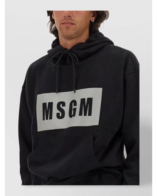 MSGM Black Regular-Fit Hoodie for men