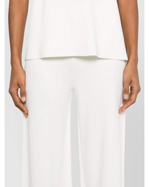 P.A.R.O.S.H. White High Waist Wide Leg Flared Trousers