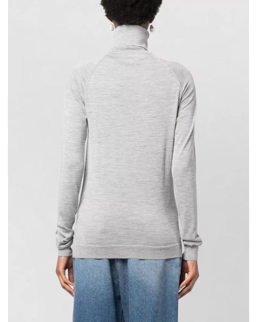 ARMARIUM Gray High Neck Virgin Wool Silk Sweater