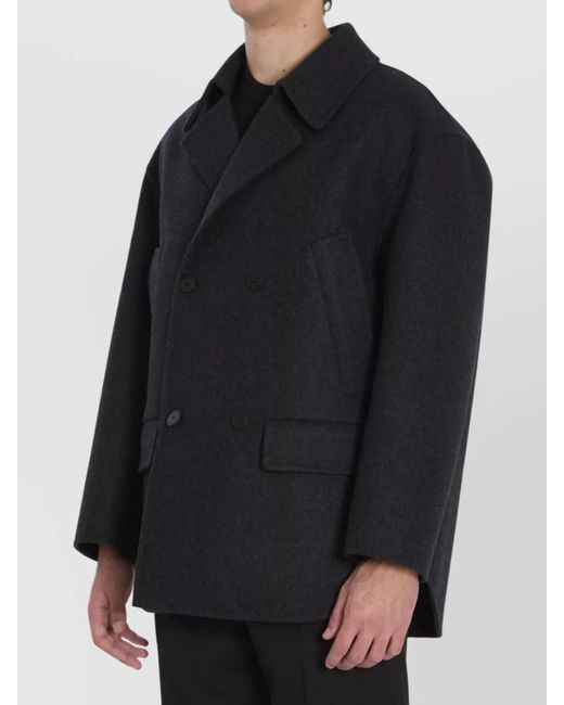 Fendi Black Wool Peacoat for men