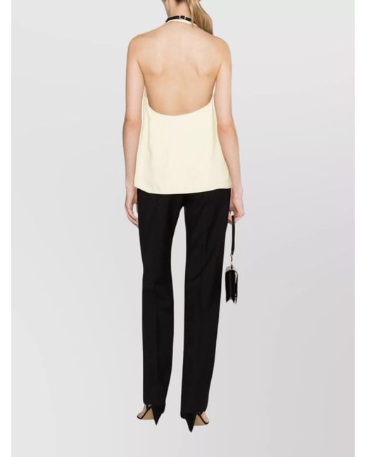 Jil Sander Natural Halterneck Sleeveless Open Back Blouse