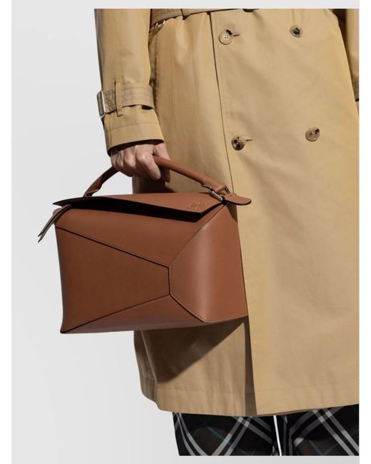 Loewe Brown Calf Leather Puzzle Edge Large Shoulder Bag for men
