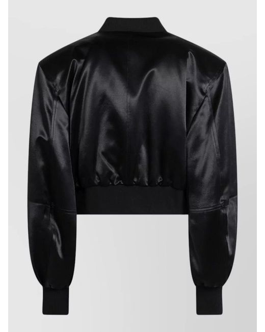 The Attico Black Cropped Bomber Jacket