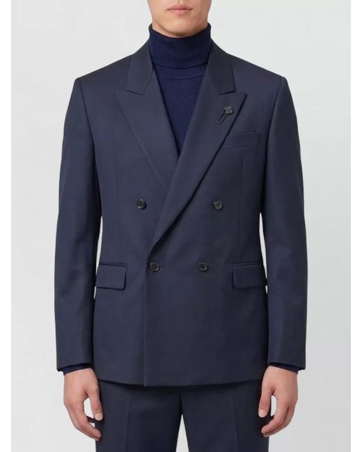 Lardini Blue Virgin Wool Double-Breasted Jacket for men