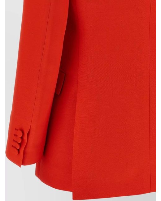Brioni Red Flavia Blazer Peak Lapels Flap Pockets
