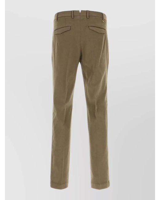 PT Torino Green Stretch Cotton Tailored Pants Pleated Front for men