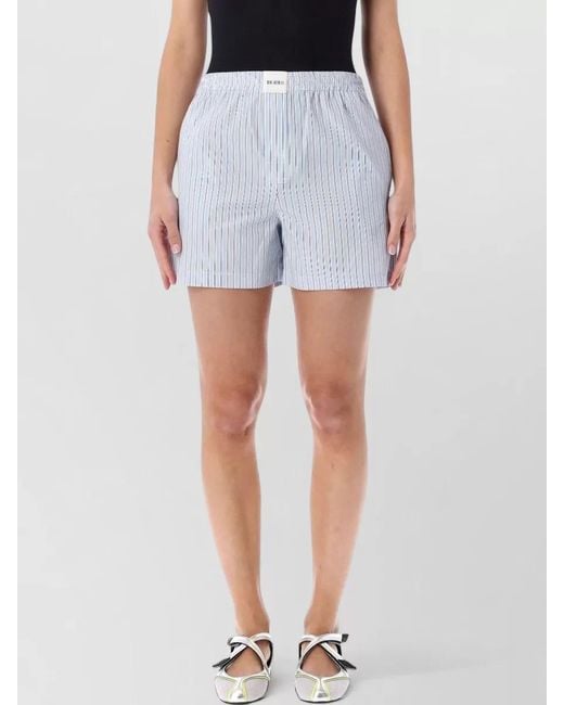 The Attico Blue Striped Cotton Poplin Knee-Length Shorts