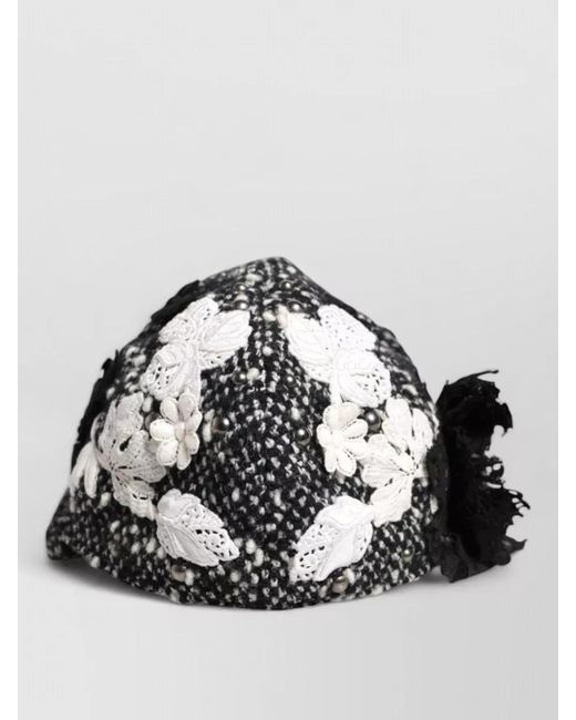 Dolce & Gabbana Gray Floral Appliqué Cloche Hat
