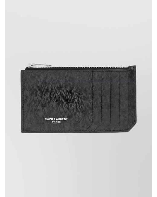 Saint Laurent Black Leather Card Holder for men