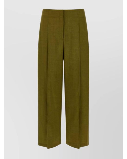 Theory Green Pleated Tailored Trousers