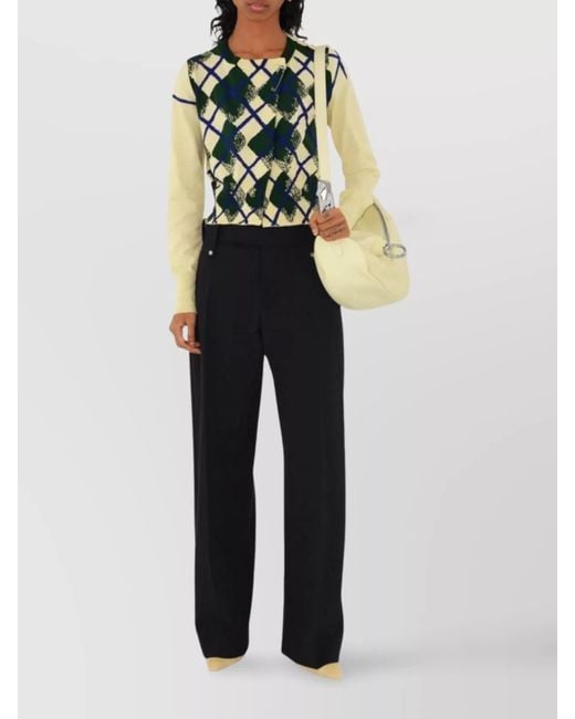 Burberry Blue Cotton Argyle-Intarsia Cropped Jumper