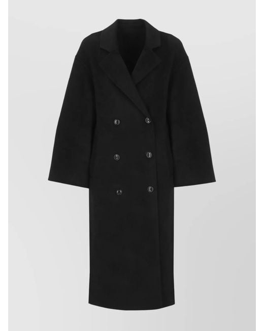 Loulou de Saison Black Cashmere Oversized Double-Breasted Coat