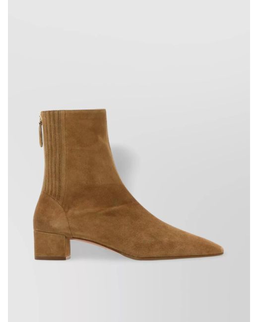 Aquazzura Brown Suede Block Heel Ankle Boots Saint Honorè