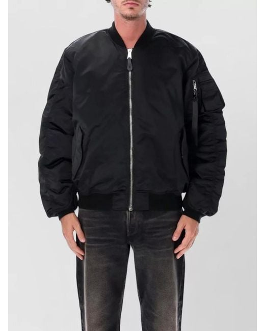Alpha Industries Black Quilted Relaxed-Fit Padded Bomber Jacket for men