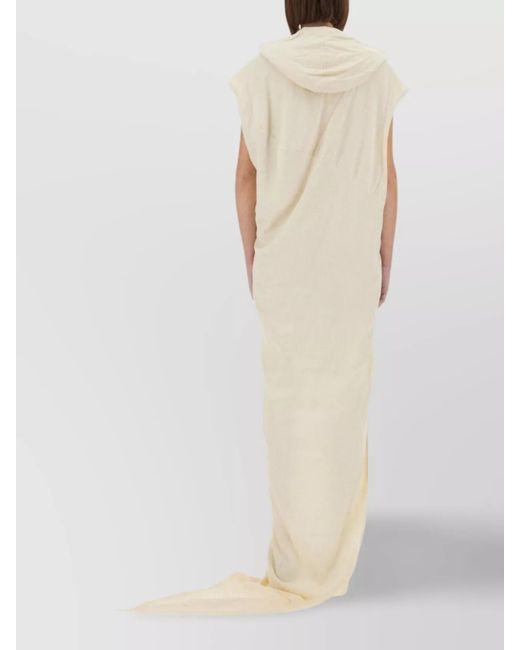 Rick Owens White Cotton Hooded Maxi Dress