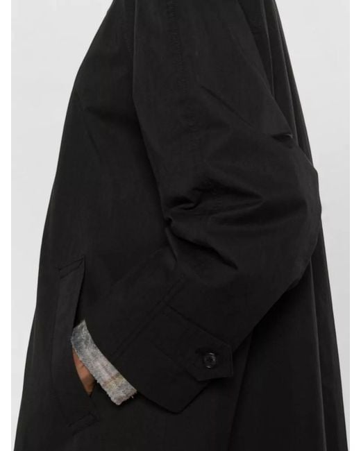 DUNST Black Cotton Blend Coat Long Cut Buttons