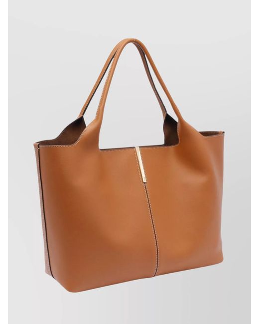 Tod's Brown Medium-Small Calf Leather Tote Bag