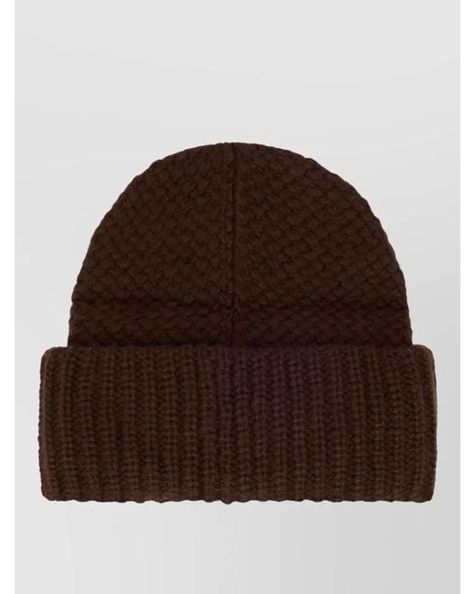 Pinko Brown Logo Embroidered Knit Beanie Cuff Detail