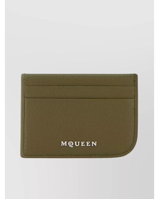 McQueen Green Leather Card Holder for men