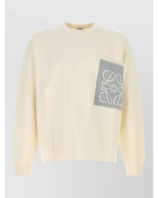 Loewe Natural Cotton Blend Sweater Crew Neck Pocket for men