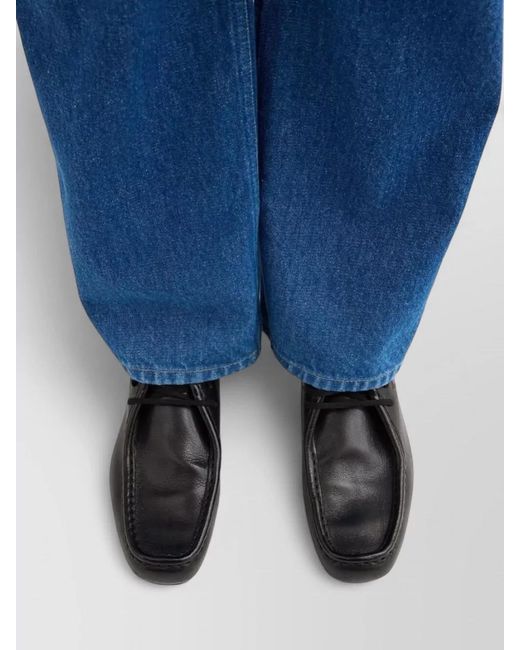 Jil Sander Black Loafers Lace Detail Silk Nylon
