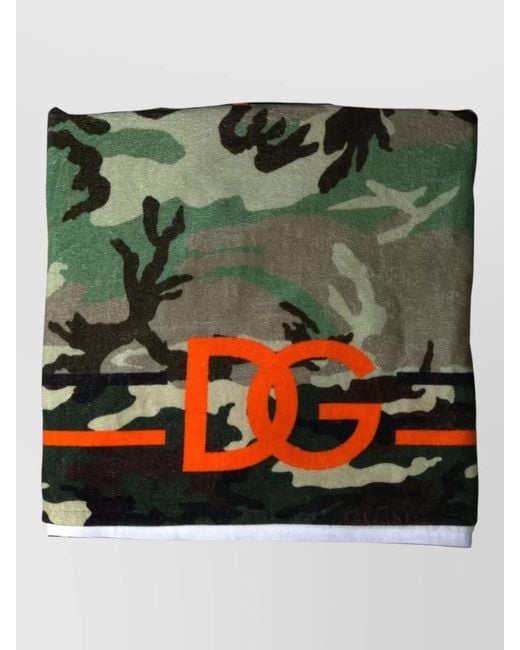 Dolce & Gabbana Green Printed Cotton Wrap Shawl Scarf for men